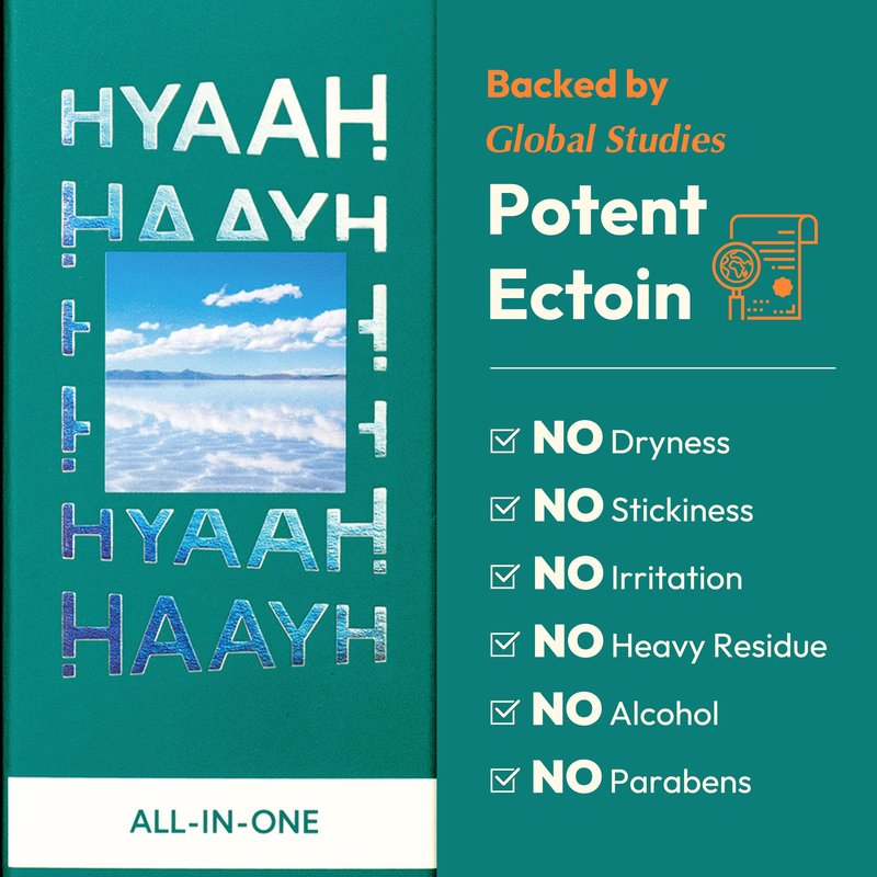 HYAAH All-in-one Ectoin Lotion - Korean Face Moisturizer with Ectoin, Squalane and Ceramide - Hydrating, Pore Care, Barrier Strengthening - Gentle on All Skin Types, 3.38 fl.oz.