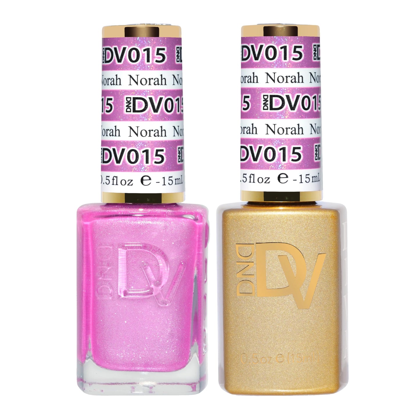 DND Gel Diva Polish Set, Mirrorball Collection, UV/LED Gel Polish and Air Dry Nail Lacquer, Matching Chip-Free Polish Duo, Pink015 Norah, 0.5 Fl Oz Each