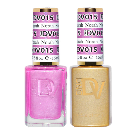 DND Gel Diva Polish Set, Mirrorball Collection, UV/LED Gel Polish and Air Dry Nail Lacquer, Matching Chip-Free Polish Duo, Pink015 Norah, 0.5 Fl Oz Each