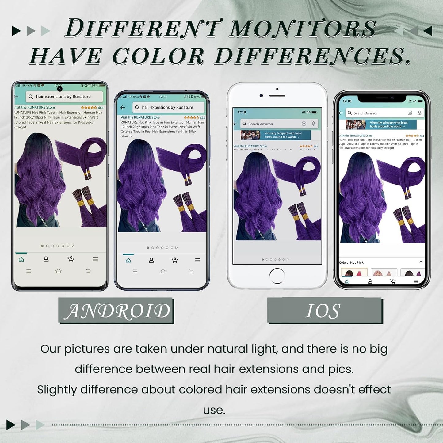 RUNATURE I Tip Hair Extensions - Purple Highlight Human Hair | 16 Inch, 20g, Soft & Smooth for Easy Maintenance