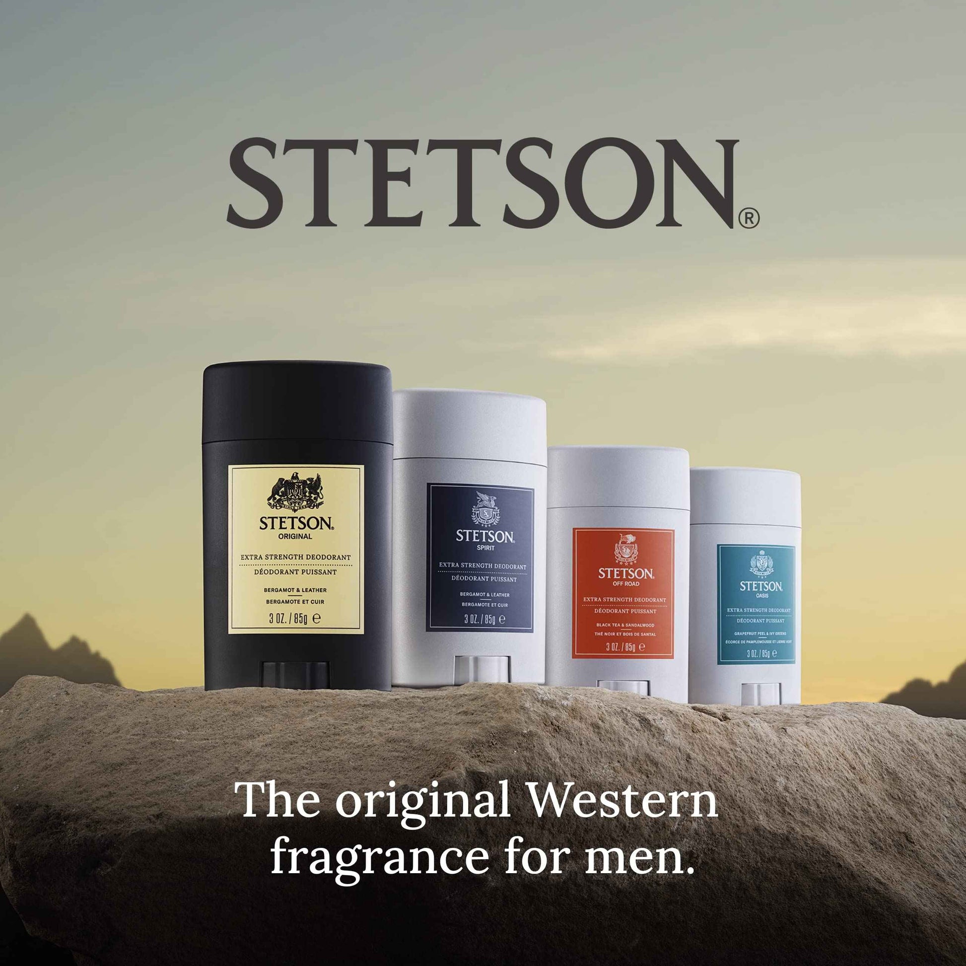 STETSON Personal Care Extra Strength Deodorant by Scent Beauty - Gel Men's Deodorant Stick for Grooming Kit - 3 oz - 3 Pack - Oasis
