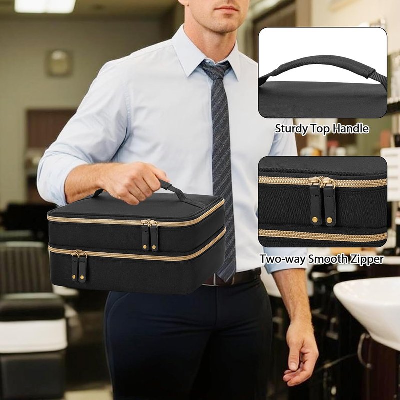 Double Layer Hair Clipper Travel Case - Barber Organizer for Ufree, Wahl, Andis, Osterpro | Durable Storage Bag