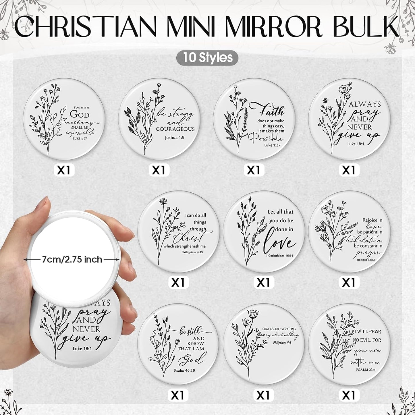 Christian Gifts for Women - 20 Inspirational Canvas Makeup Bags & Mini Bible Verse Mirrors | Bulk Set for Church, Mom, Pastor, Sunday School