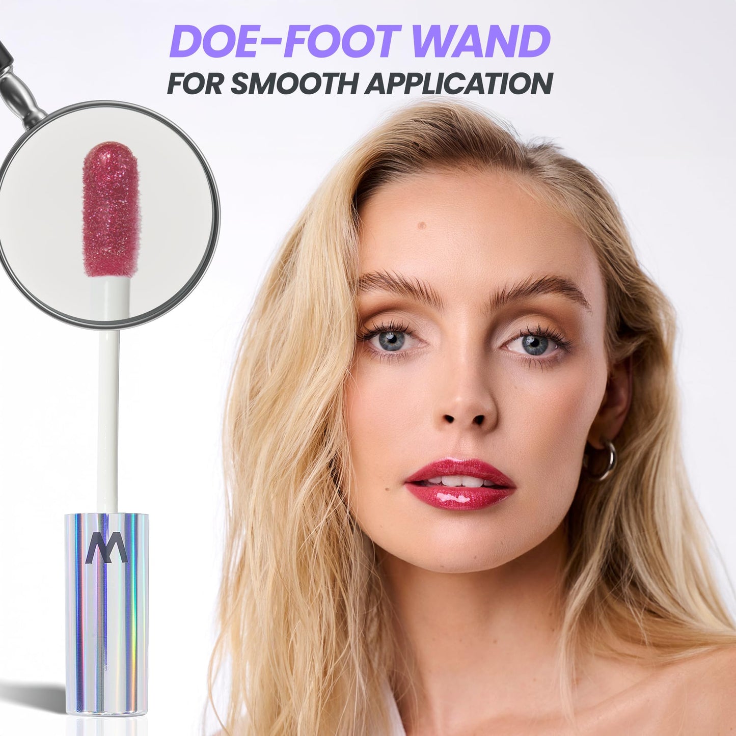Wonderskin Lip Gloss – Wonder Blading Top Gloss, Hydrating High Shine Lip Makeup (Red Glitter)