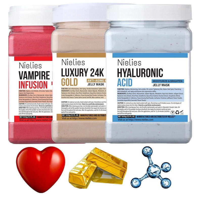 Jelly Face Mask Bundle - 24K Gold & Vampire+ Hyaluronic Acid | Hydrating HydroJelly Masks for Facials & Vajacial