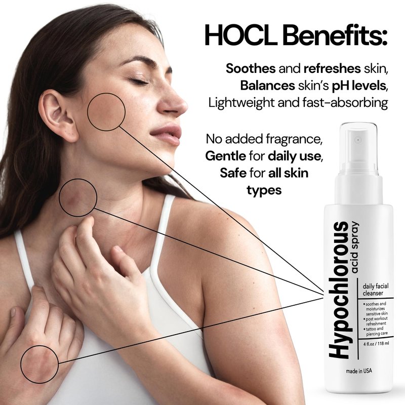 BodyJ4You Hypochlorous Acid Spray for Face Cleaner - HOCL Facial Toner Acne Sensitive Skin - HOCL Molecule Spray Topical Skin Redness Relief Breakouts - Piercing Aftercare Fine Mist - Pack of 2