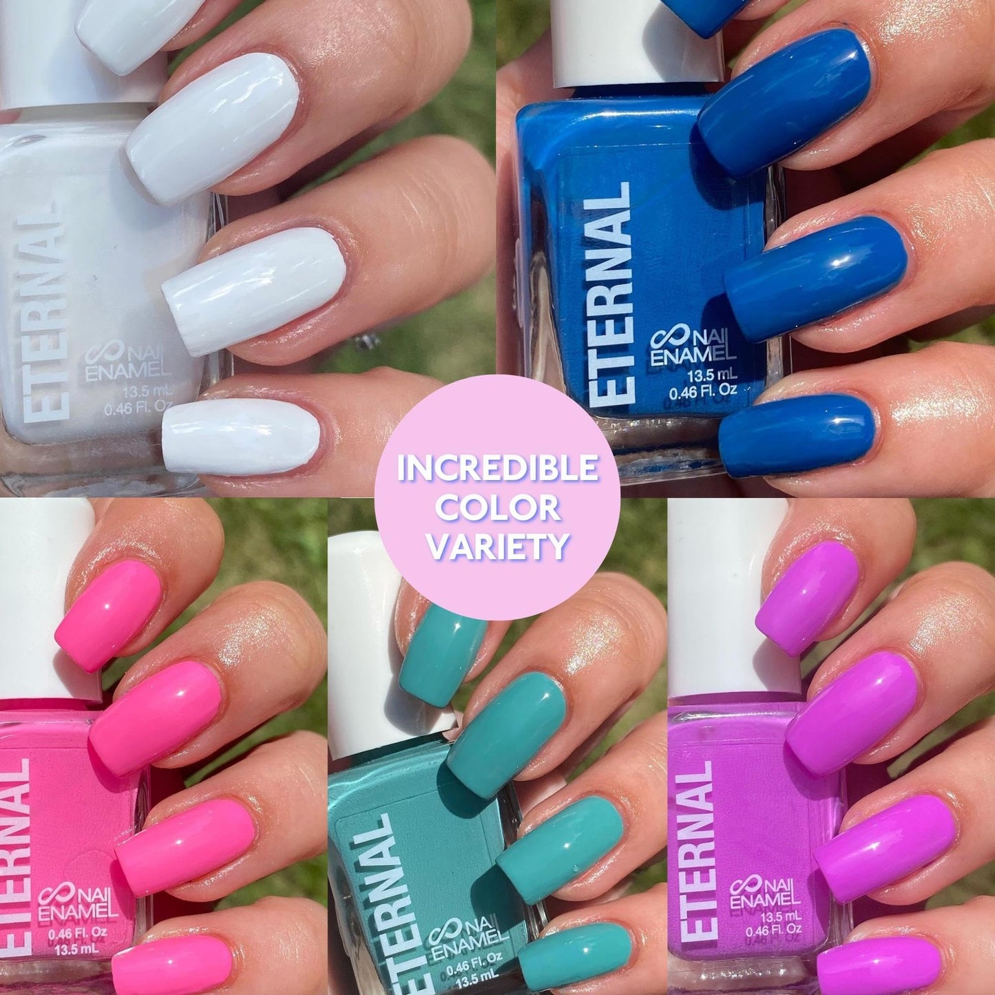 Eternal Nail Polish Set 5 Piece Kit: Long Lasting, Quick Dry and Cruelty Free. Made in USA - 0.46 Fluid Ounces Each (Tie Dye)