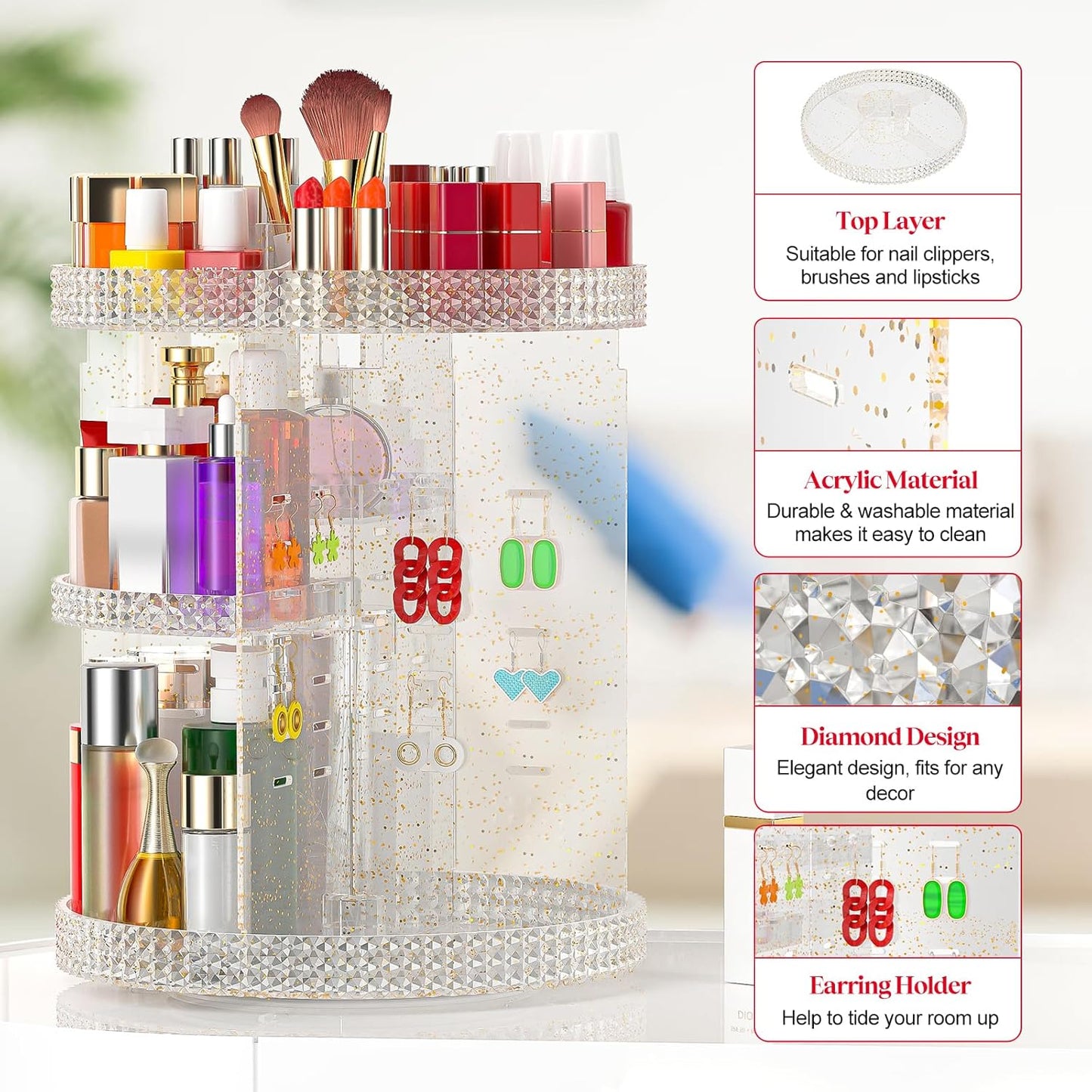 Awenia Makeup Organizer - 360-Degree Rotating Adjustable Storage | 7 Layers Large Capacity for All Cosmetics