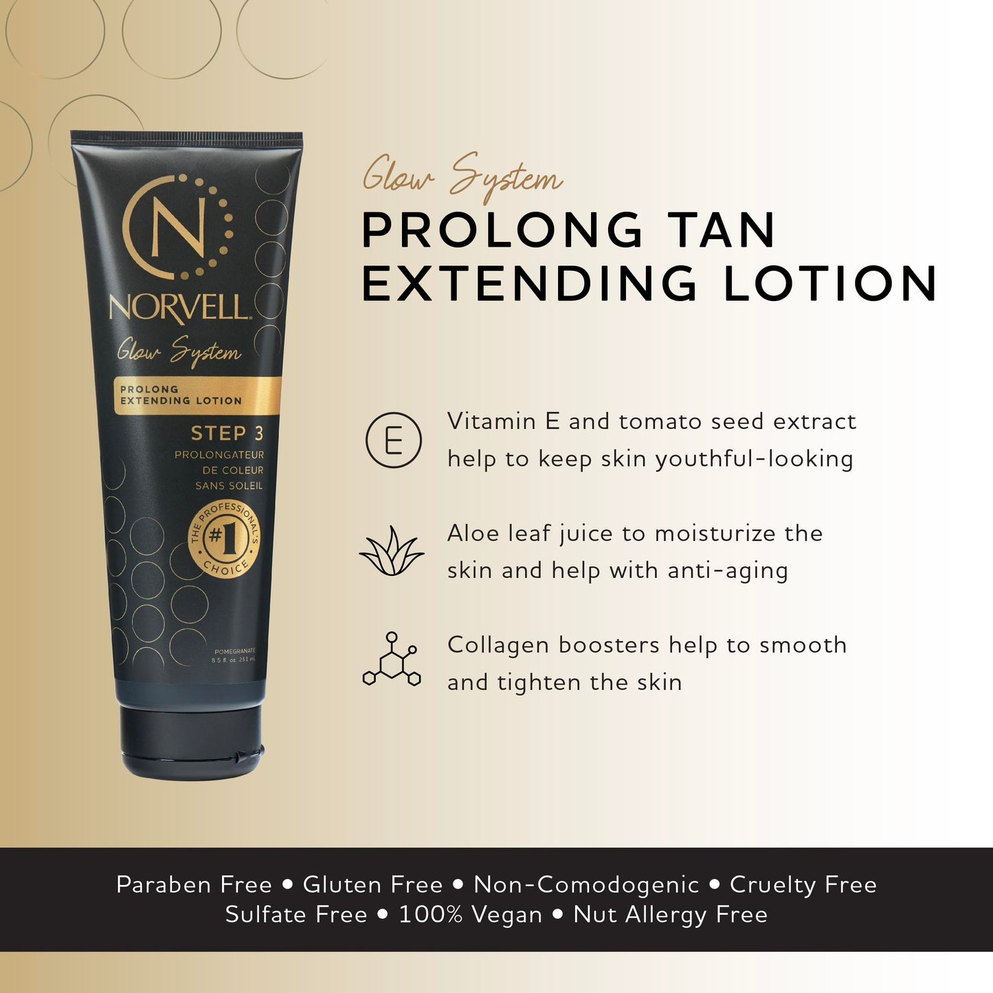 Norvell Prolong Self Tanner Color Extender Moisturizing Lotion 8.5 fl oz – Hydrating Sunless Tanning Enhancer for Longer Lasting Color, Even Fade, Smooth & Natural-Looking Fake Tan
