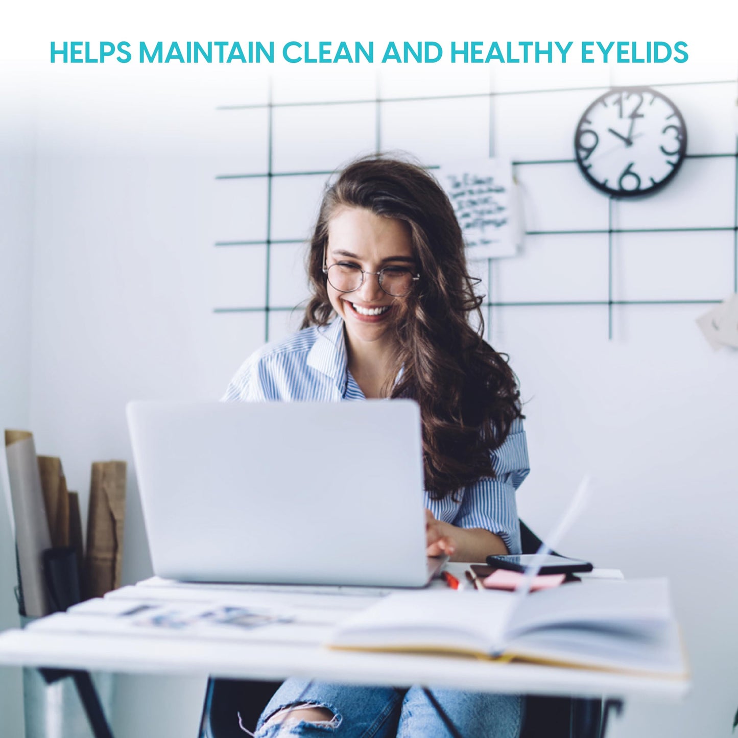 Clear C Eyelid Wipes Pre-Moistened for Dry Eyes – Rinse Free Eye Lid Cleaning – Individually Wrapped Travel Eye Wipes, 3 Boxes of 30