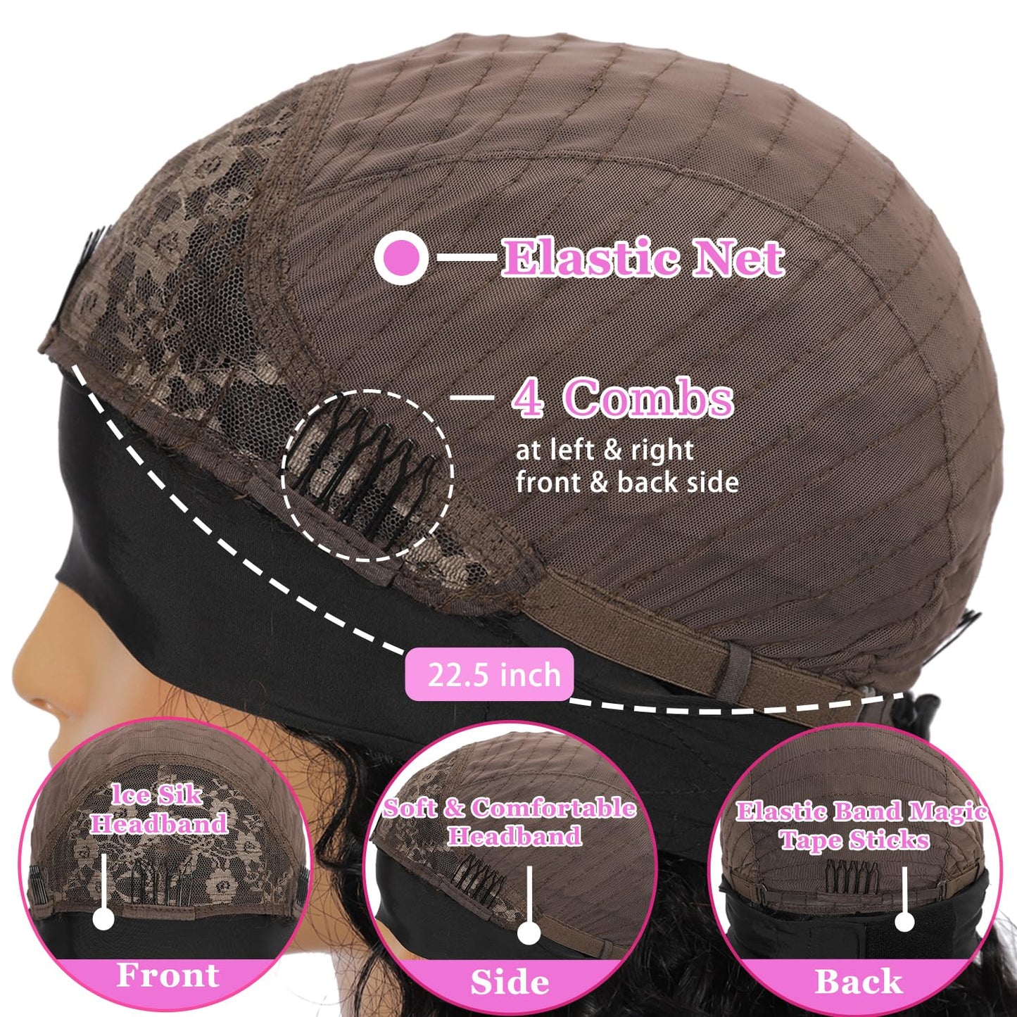Comfair Headband Wig Human Hair Body Wave 14 Inch Glueless No Sew Headband Wig 100% Brazilian Virgin Hair 180% Dencity Wear and Go Headband Wigs for Black Women Natural Color Beginner Friendly