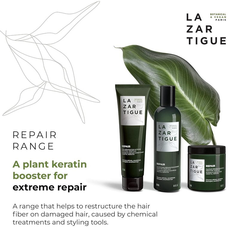 Lazartigue Repair Conditioner - Vegan Keratin & Hyaluronic Acid for Damaged Hair | Sulfate & Silicone Free