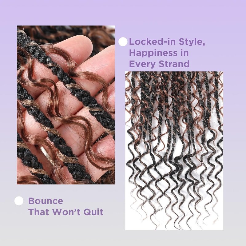 Tornado Colorful Spirals Goddess Pre-Looped Box Braid Extensions | Synthetic Boho Crochet Hair for Black Women - 18 Inch, 9 Packs, 1B/27/30