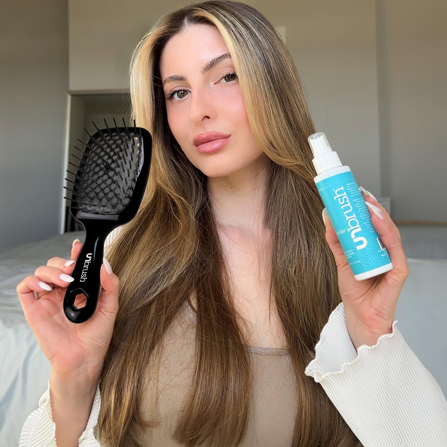 FHI Heat UNbrush Detangling Brush and UNwinder Detangling Spray Combo Pack - Tangle-Free Hair, Pain-Free Brushing, Anti-Static Bristles, Lightweight Hair Brush, Midnight
