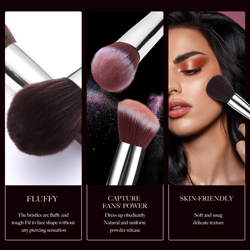 Professional Makeup Brush Set, 25Pcs Powder Foundation Blush Eyeshadow Brushes with Travel Case. All in One Brush Set, Soft Synthetic Vegan & Cruelty-Free (brown)