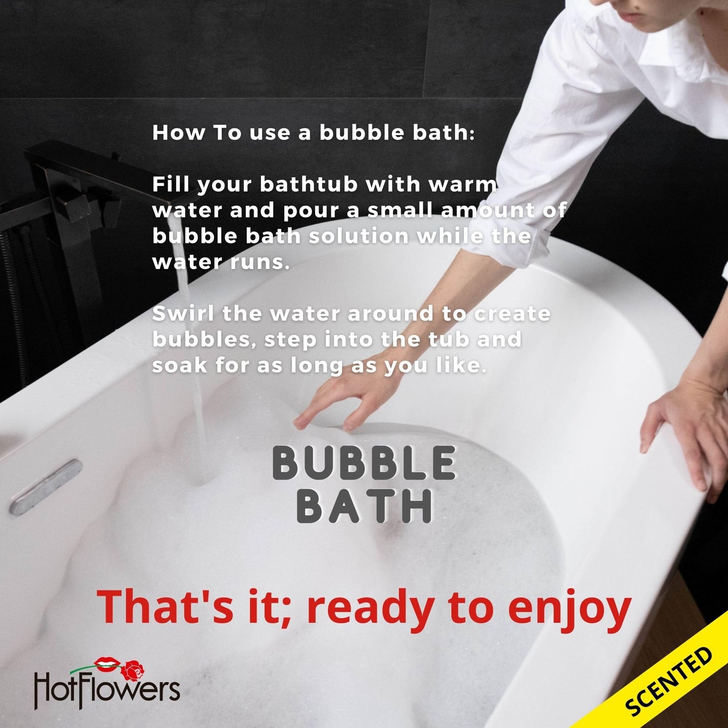 Hot Flowers Bubble Bath Scented – Women and Men Bath Foam Products – Relaxing, Foaming, and Moisturizing Adult Soak – Special Small Champagne-Shaped Pet Bottle