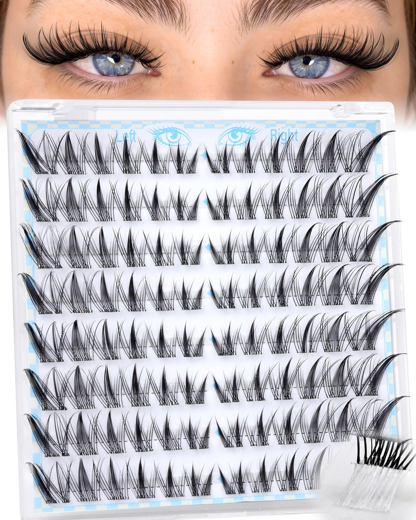 Cat Eye Self Adhesive Eyelash Natural Self Adhesive Lash Clusters Wispy Pre-Mapped No Glue Lash Clusters C-Curly Fox Eye Pre Glued Eyelashes Clusters 8-18MM by Zegaine
