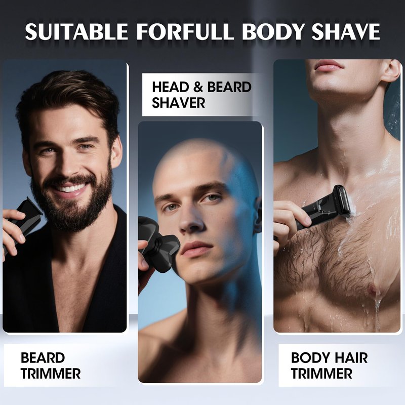 Karrte Manscape 5 in 1 Men's Grooming Kit, Beard Trimmer for Men, Groin & Body Hair Trimmer, Nose & Ear Hair Clippers, 5D Electric Razors, IPX7 Waterproof, LED Display with Travel Lock