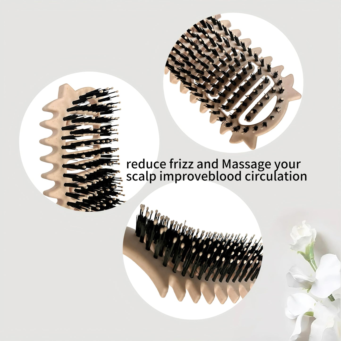 New Curly Hair Brush Ventilated Boar Bristle Hair Brush,Curl Defining Brush,For Curly Hair Wet,Curl Defining Brush For Women And Men(Rose Red)