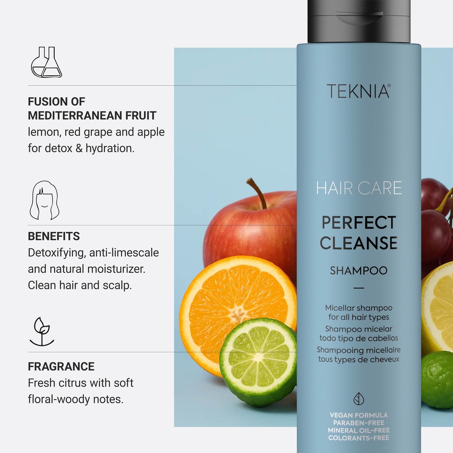 Lakmé Teknia Perfect Cleanse Shampoo, Clarifying Shampoo for Build Up, Deep Clean for Scalp and Hair, 10.2 Fl Oz