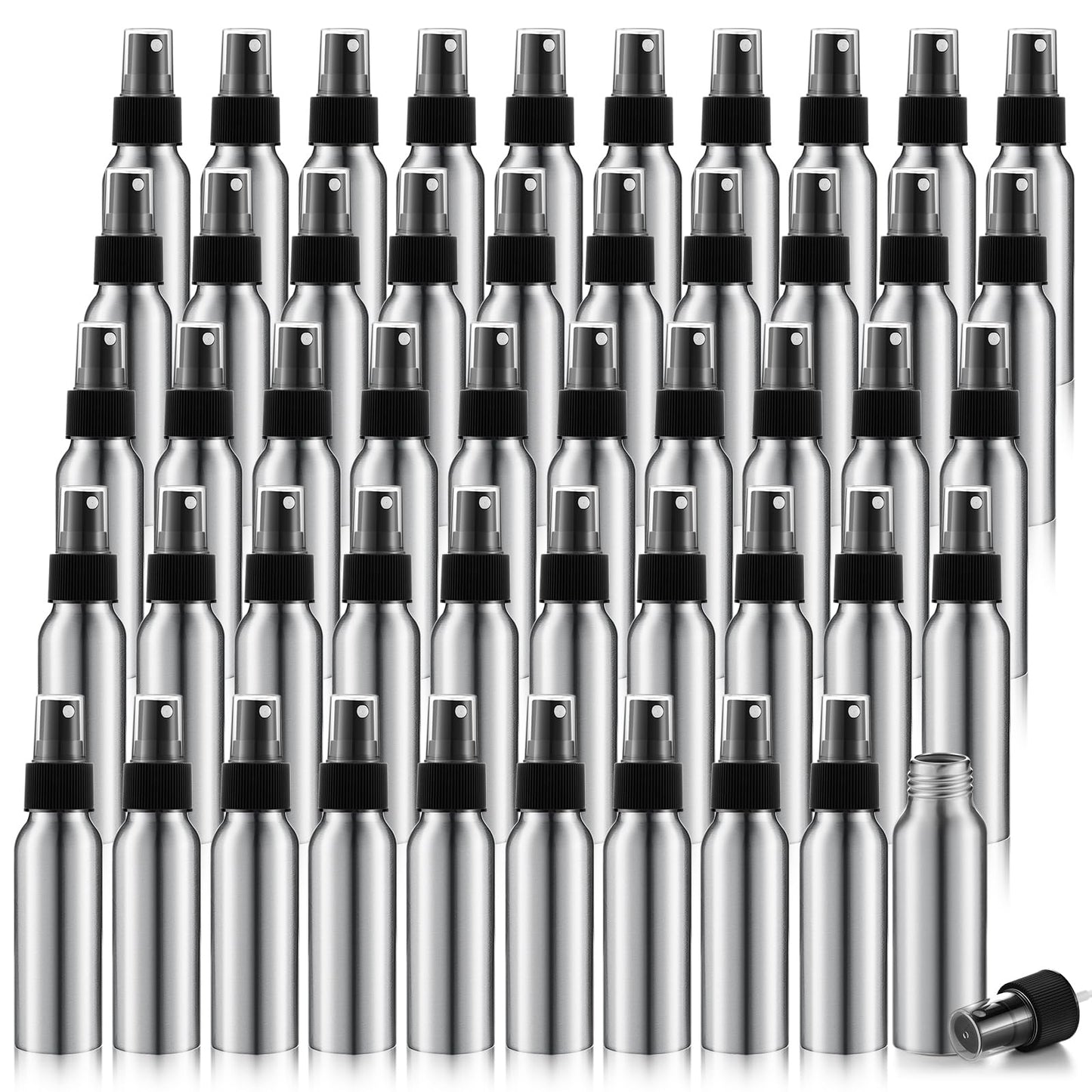 Tessco 2.7oz/ 80ml Aluminum Fine Mist Spray Bottles Reusable Metal Atomizer Bottles Fine Mist Sprayer Essential Oil Storage with Black Pump for Travel Cosmetic Perfume Toner Face Spray(30 Pcs)