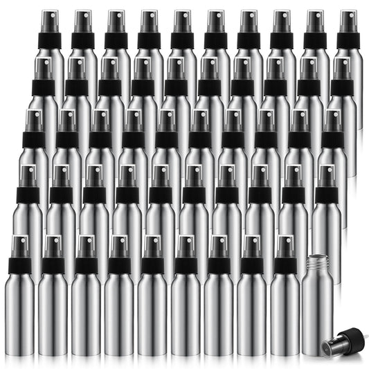 Tessco for you 2oz Aluminum Fine Mist Spray Bottles Reusable Metal Atomizer Bottles Empty Small Spray Bottle Storage Travel Size with Black Pump for Cosmetic Perfume Toner Face Essential Oil (18 Pcs)