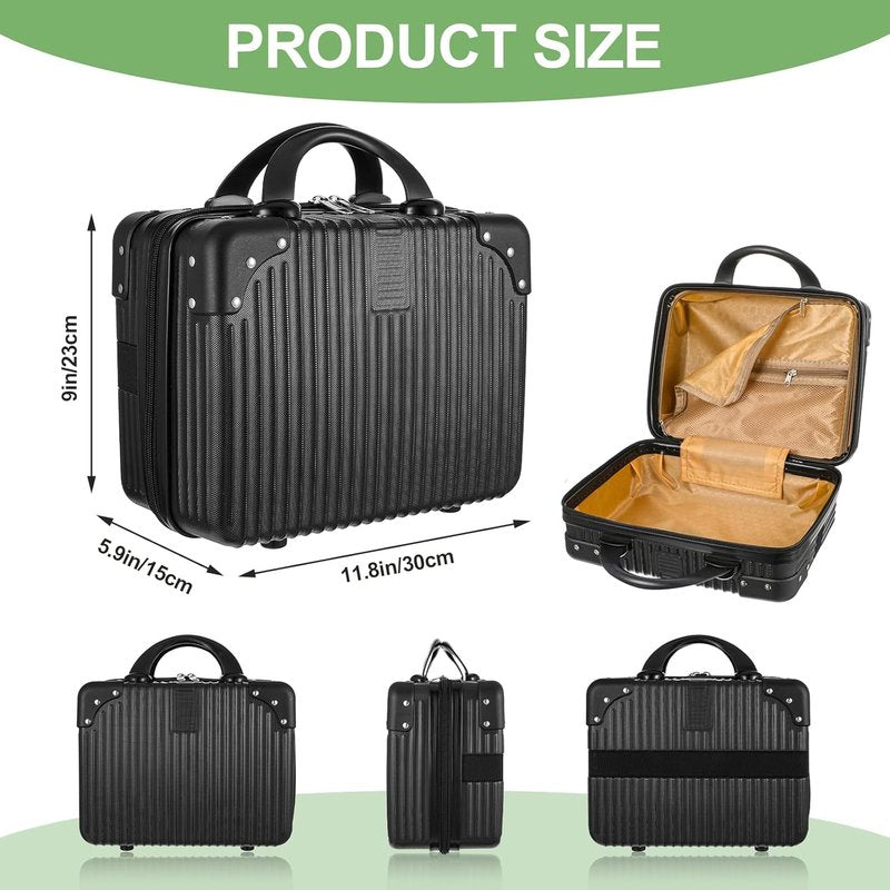Portable Mini Makeup Case - 14 Inch Hard Shell Cosmetic Suitcase with Elastic Band | Lightweight Travel Case