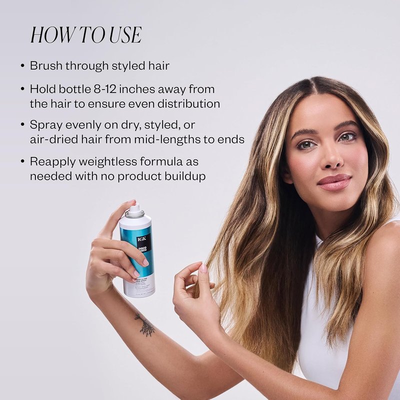 IGK Disco Clear Gloss Shine Spray - High-Shine Finishing Spray with UV Protection | Vegan & Cruelty-Free