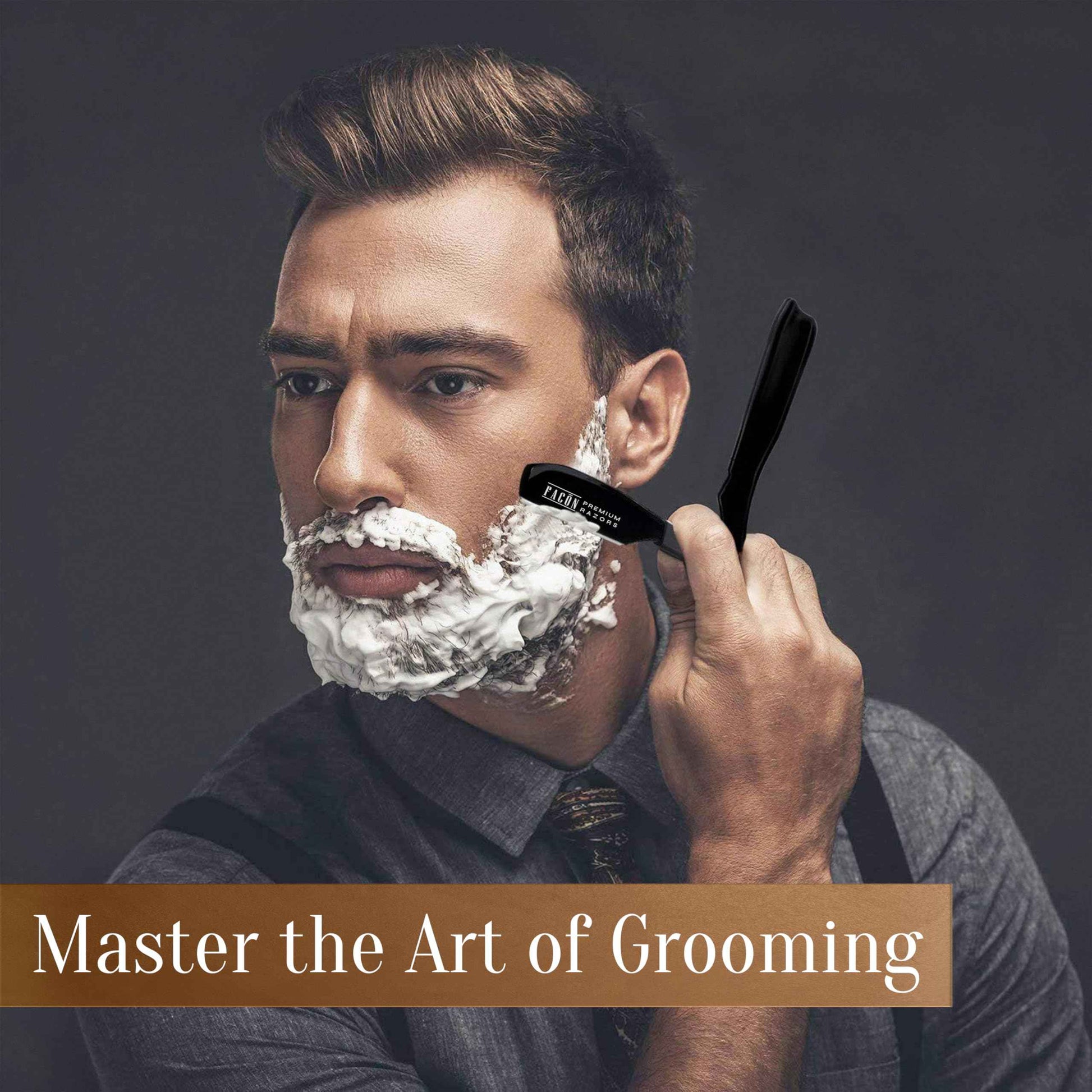 Facón Straight Razors for Men - Professional Barber Straight Edge Razor Kit with 100 Blades,Japanese Stainless Steel Barbero Shaver for a Smooth & Precise Shave, Premium Barber Razor for Men's Shaving