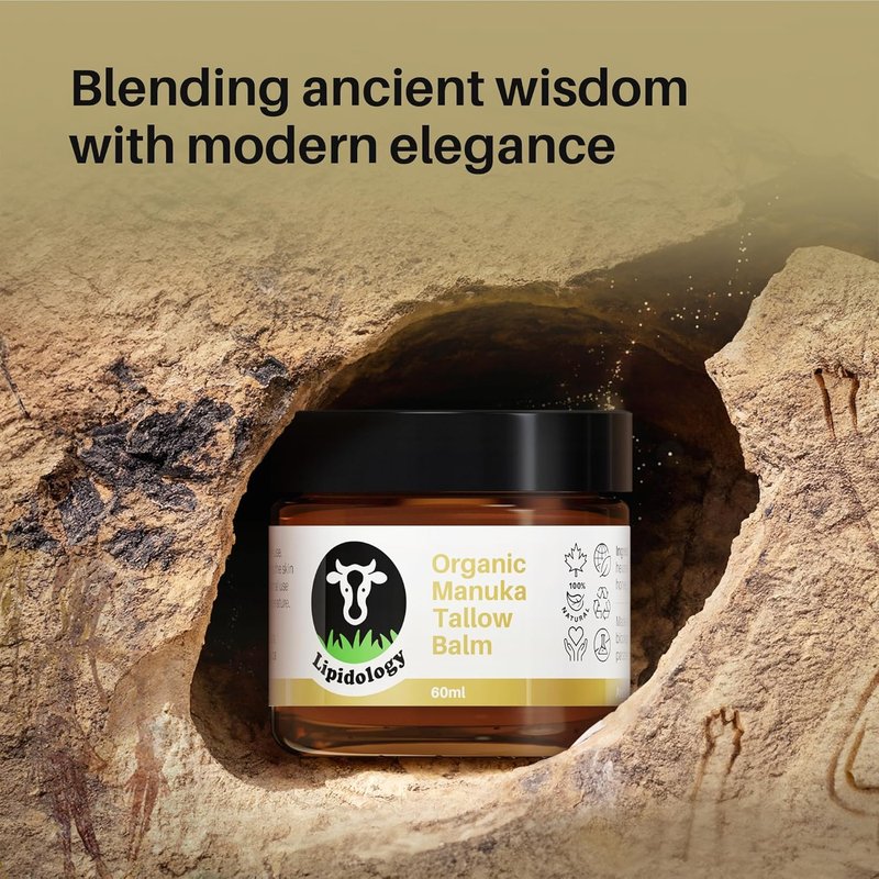 Organic Tallow Cream - Natural Unscented Face & Body Moisturizer with Manuka Honey | 60 ml (2 oz)