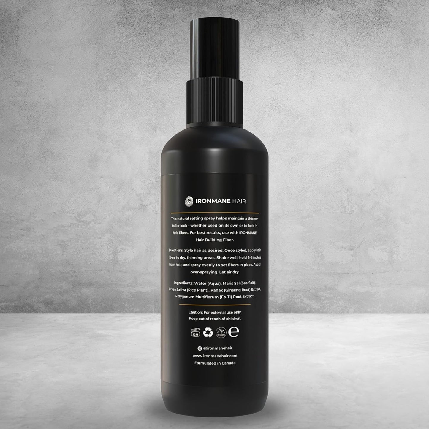 Fiber Hold Spray for Hair Fibers - Natural Unscented Formula with Sea Salt & Ginseng | Flexible Matte Hold