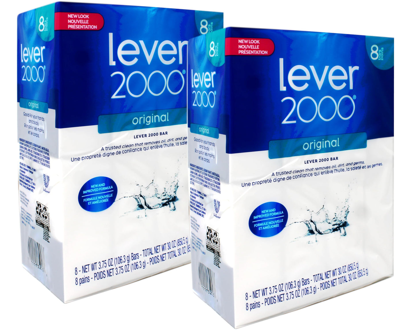 Lever 2000 Original Bar Soap, for Hands and Body, 8 Bars, 3.75 oz Each - 2 Pack