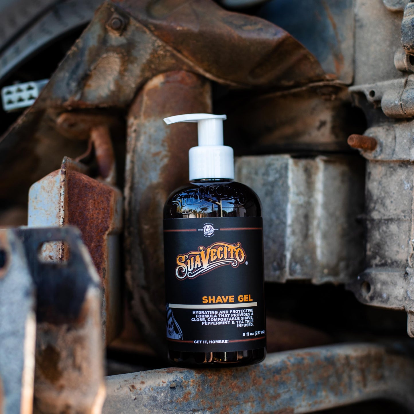 Suavecito Shave Gel 8 oz. Pump Bottle, Peppermint and Tea Tree Infused, Clear Formula That Hydrates and Protects Skin