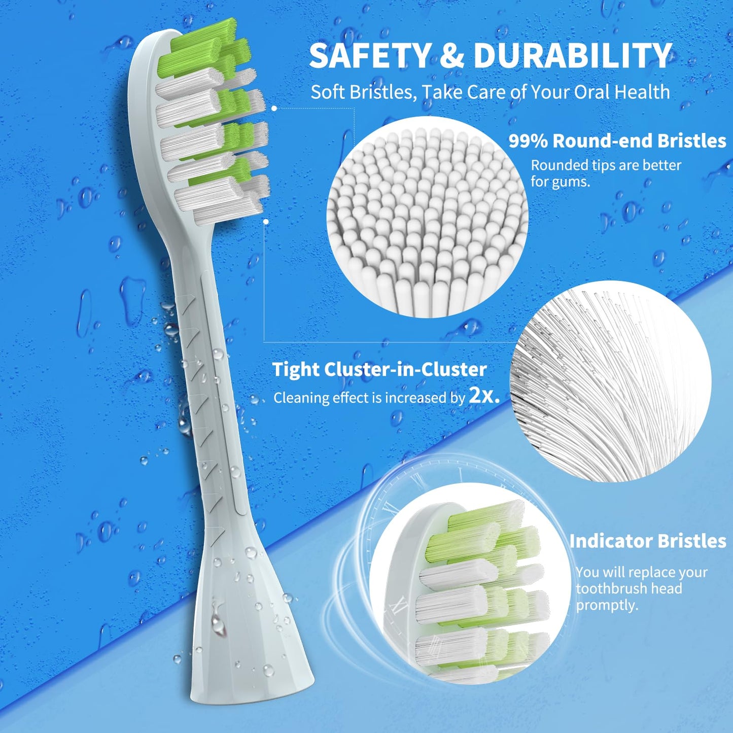 YMPBO Toothbrush Replacement Heads Compatible with Philips One Series Sonicare Battery Toothbrush BH1022/03, 10 Pack Replacement Heads, Soft Bristles, Mint Light Blue