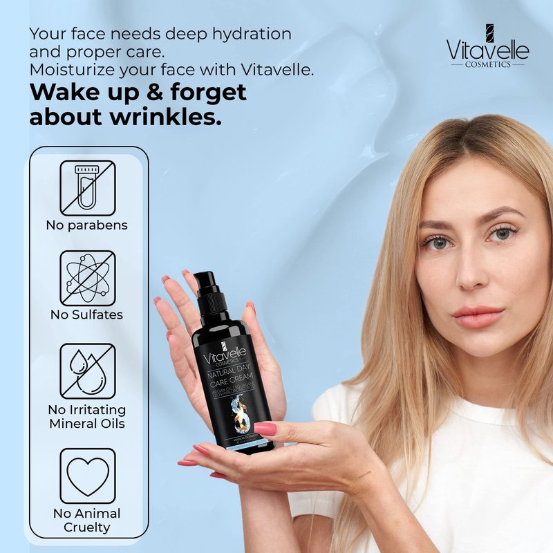 VITAVELLE Retinol Face Cream – Daily Moisturizer with Collagen Support & Hyaluronic Acid for Smooth-Looking Skin 1.69 Fl Oz (50ml)