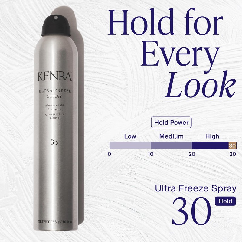 Kenra Ultra Freeze Spray 30 | Ultimate Hold Hairspray | Long-Lasting, Ultra-Firm Hold | Fast-Drying Formula | Provides Humidity Resistance | High Shine, Flake-Free Finish | All Hair Types | 10 oz