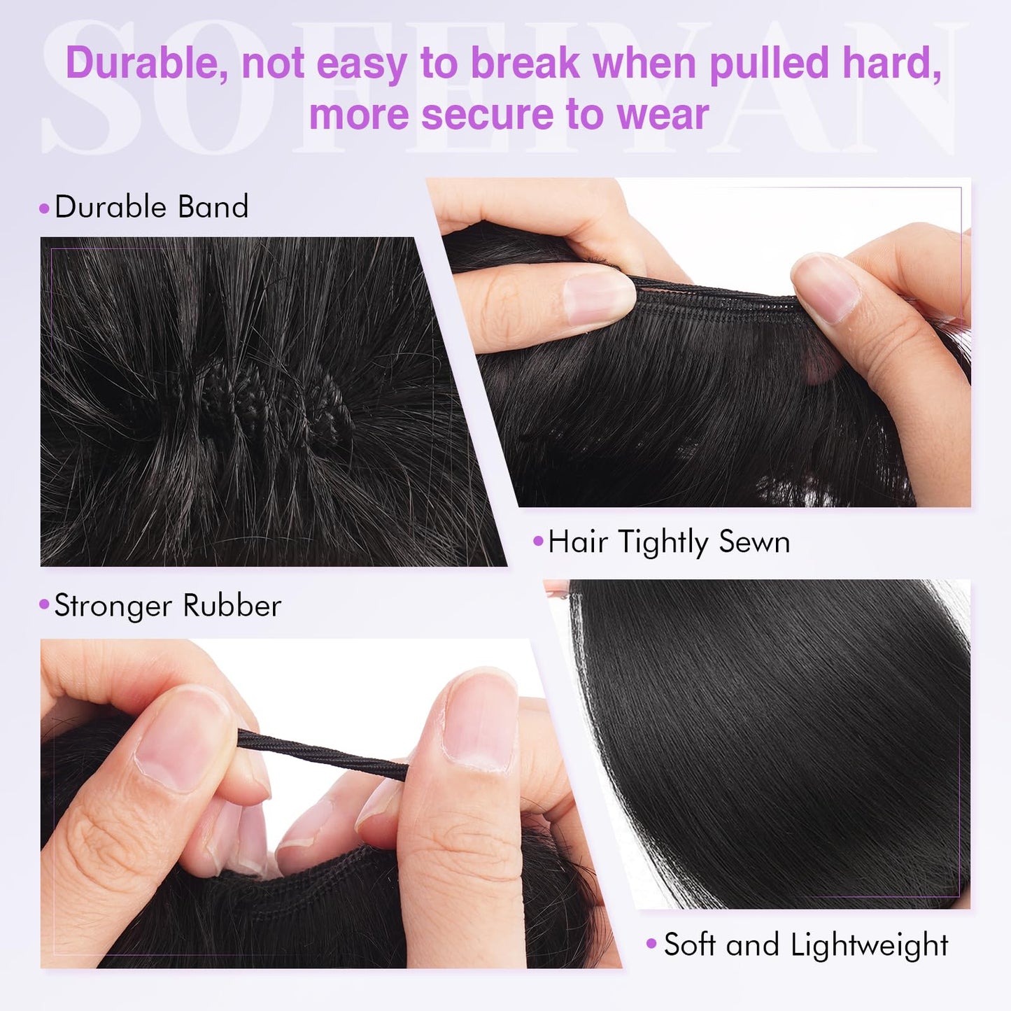 SOFEIYAN Human Hair Bun 100% Real Human Hair 16g Messy Bun Natural Tousled Stretchy Fluffy Donut Updo Elegant Chignon with Elastic Rubber Band Fake Bun Hair Piece for Women - Brown Mixed Light Blonde