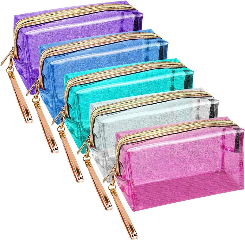 Waterproof Cosmetic Bag Set - 5 Pack Portable Translucent Makeup Pouches | Travel Toiletry Organizers