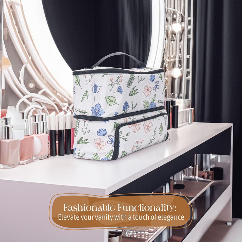 UpNail Stylish Nail Polish Organizer | Holds up to 40 nail polish Bottles | Durable 600D Polyester Material | Printed Design with EVA Tray & Backside Pocket