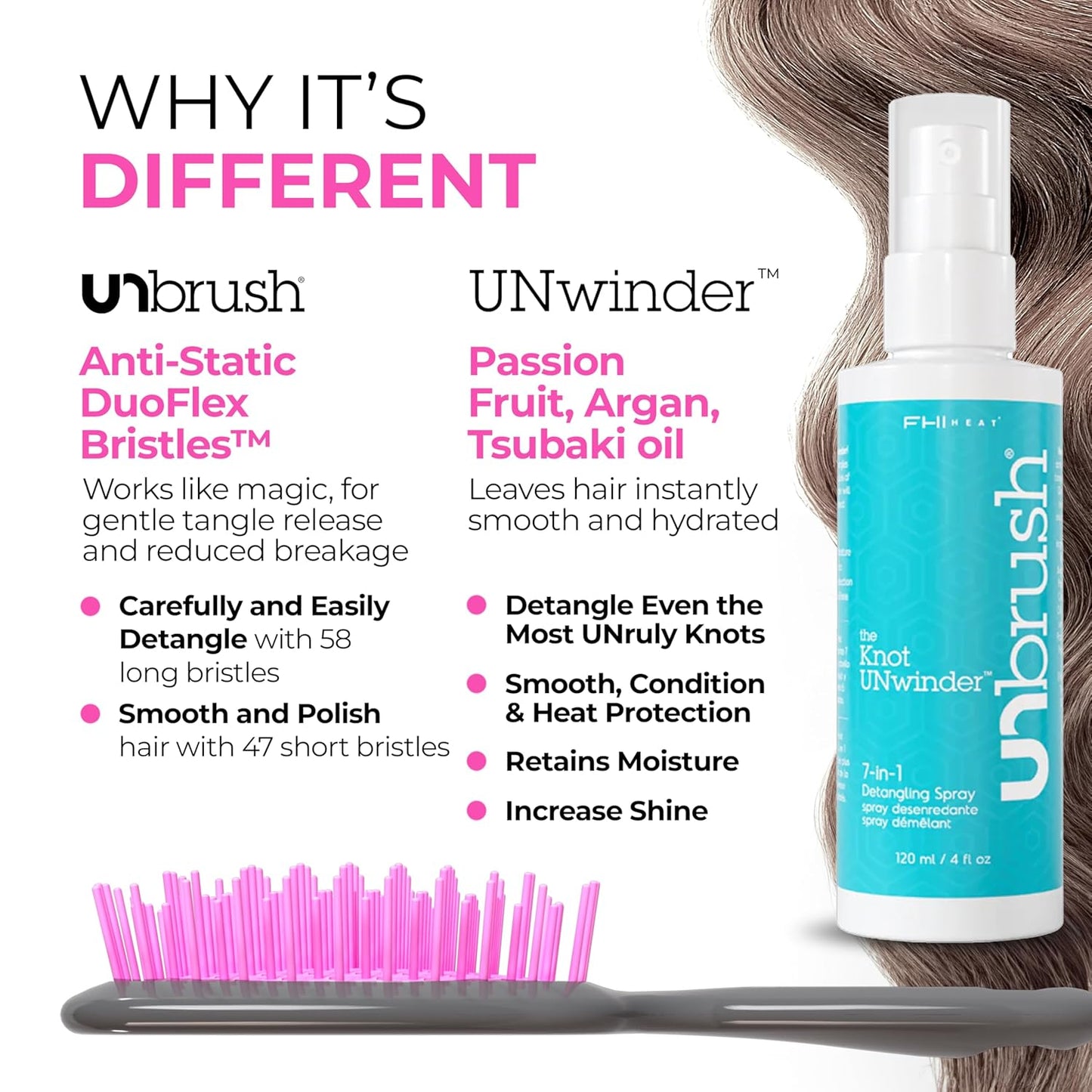FHI Heat UNbrush & UNwinder Spray | Detangling & Smoothing Hair Treatment
