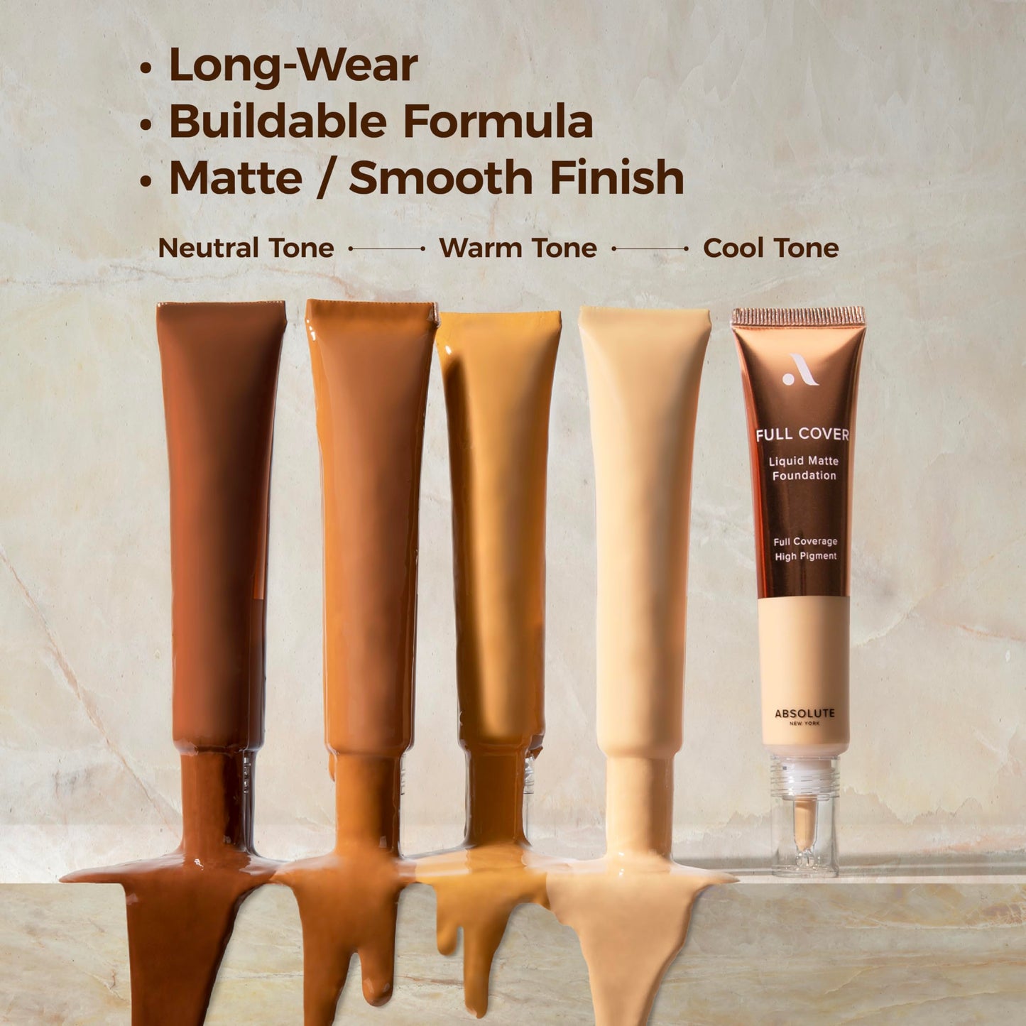 Absolute New York MFFD05 Full Cover Liquid Matte Foundation; Creamy Oil Free Formula with Dropper Tip; Natural Matte Finish