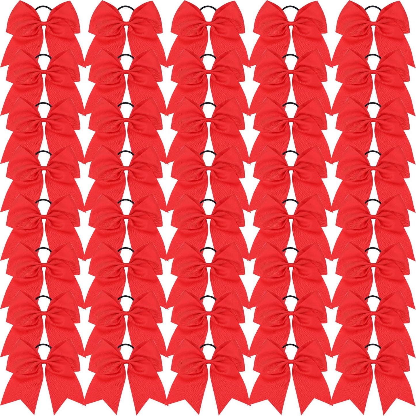 40 Pieces 8" Large Cheer Bows Ponytail Holder Elastic Hair Ties Grosgrain Ribbon Hair Accessories for Cheerleading Girls School College Sports (Red)