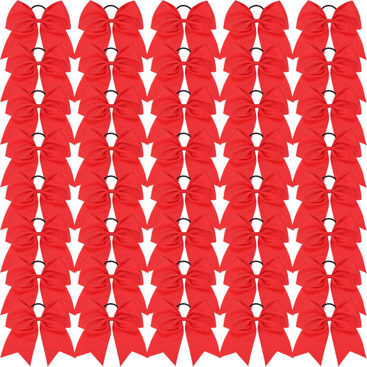 40 Pieces 8" Large Cheer Bows Ponytail Holder Elastic Hair Ties Grosgrain Ribbon Hair Accessories for Cheerleading Girls School College Sports (Red)