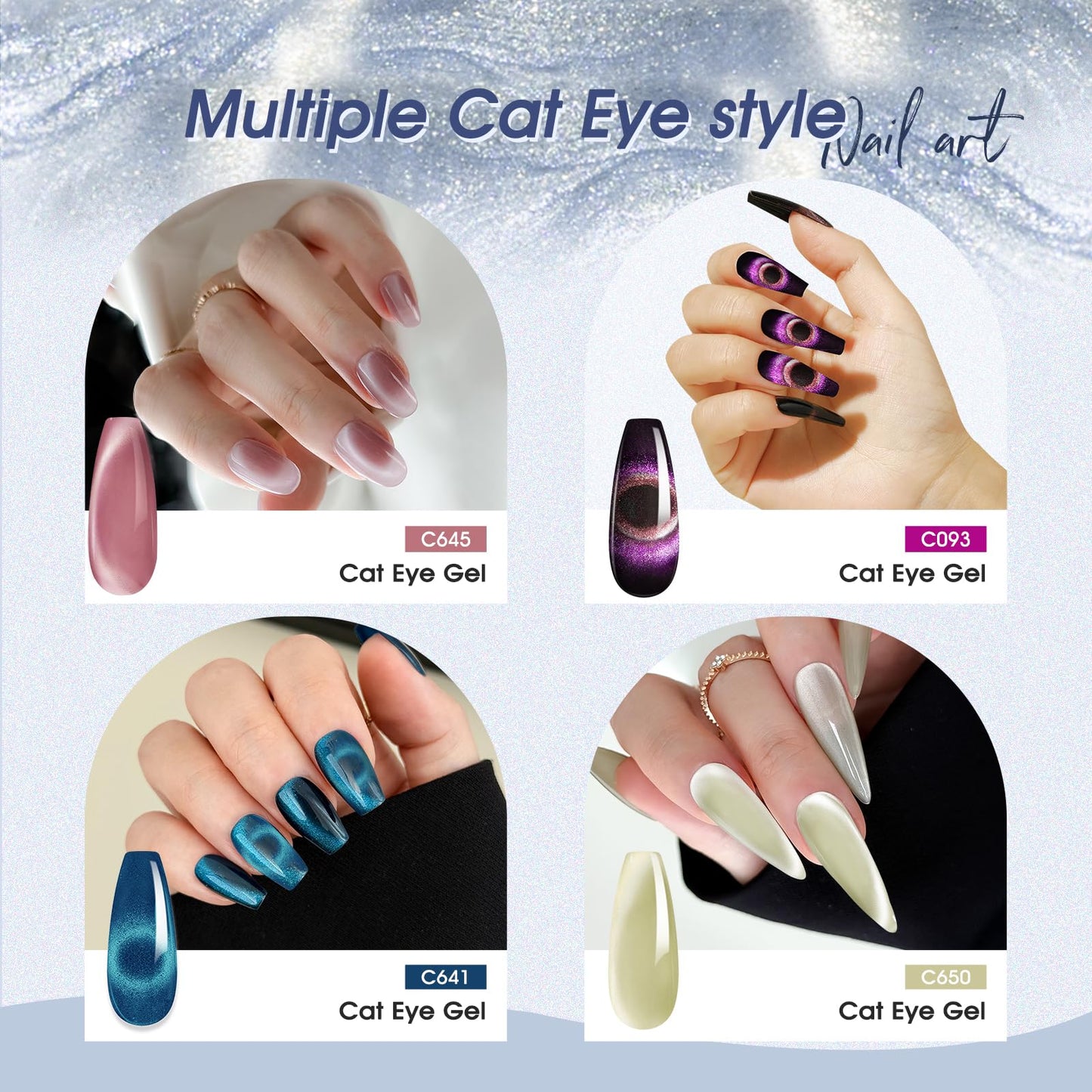 ROSALIND 30pcs Cat Eye Gel Nail Polish Set - 26 Colors Red Purple Brown Green Burgundy Magnetic Gel Nail Polish with Base Gel Glossy Matte Top Coat Magnet and Nail Primer