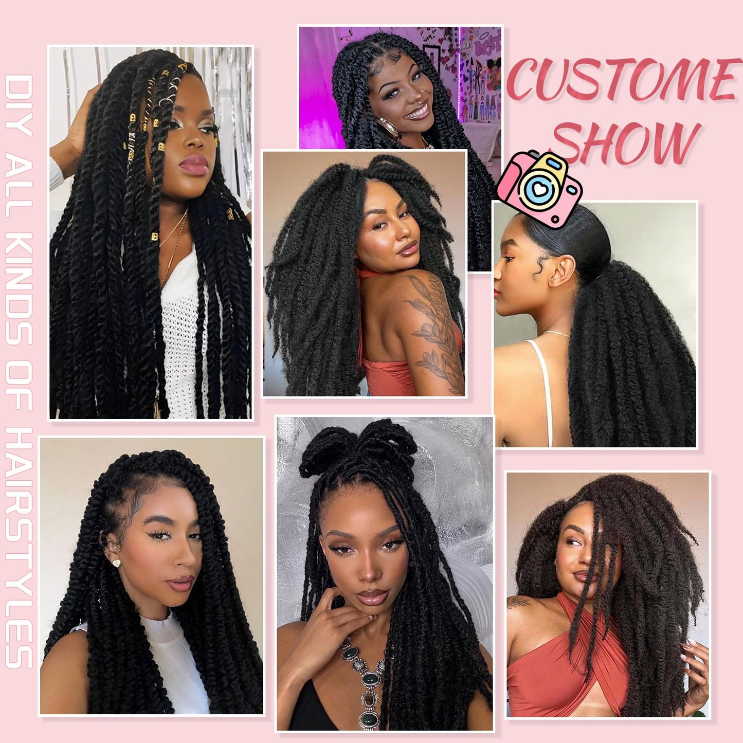 Marley Twist Braiding Hair 24Inch 8packs Soft Cuban Twist Hair for Black Women(T27 24Inch(Pack of 8))