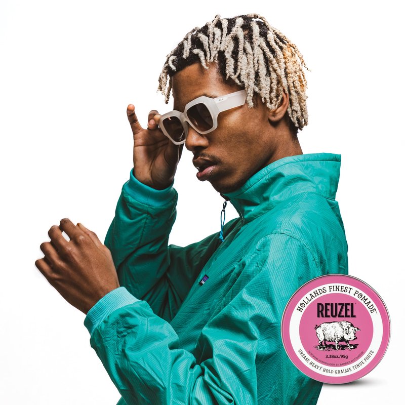 REUZEL Pink Grease Pomade, Strong All Day Hold, Oil-Based Styling Wax, Medium Shine, Easy To Wash Out, For All Hair Types