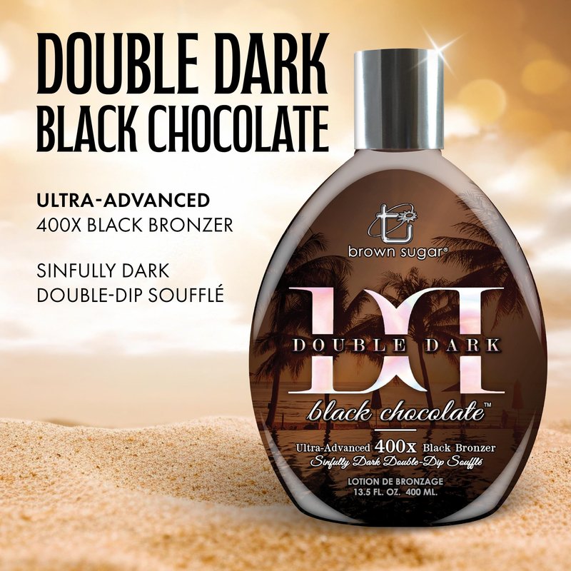 Brown Sugar Double Dark Black Chocolate Tanning Lotion, Ultra-Advanced 400X Black Bronzer with Cocoa, Coconut & Shea Butters, 13.5 Fl Oz