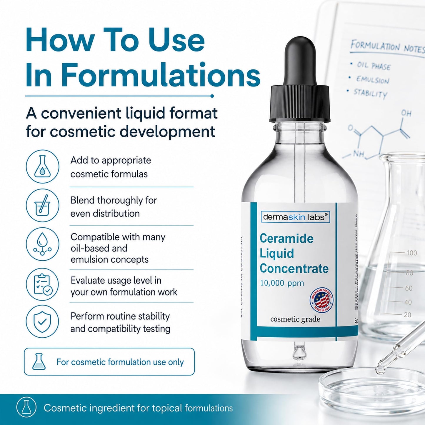 Ceramide Concentrate Liquid Ceramides Serum Complex Add to you Cosmetic Product Make your Own Skin Serum Cream Lotion Hair Mask