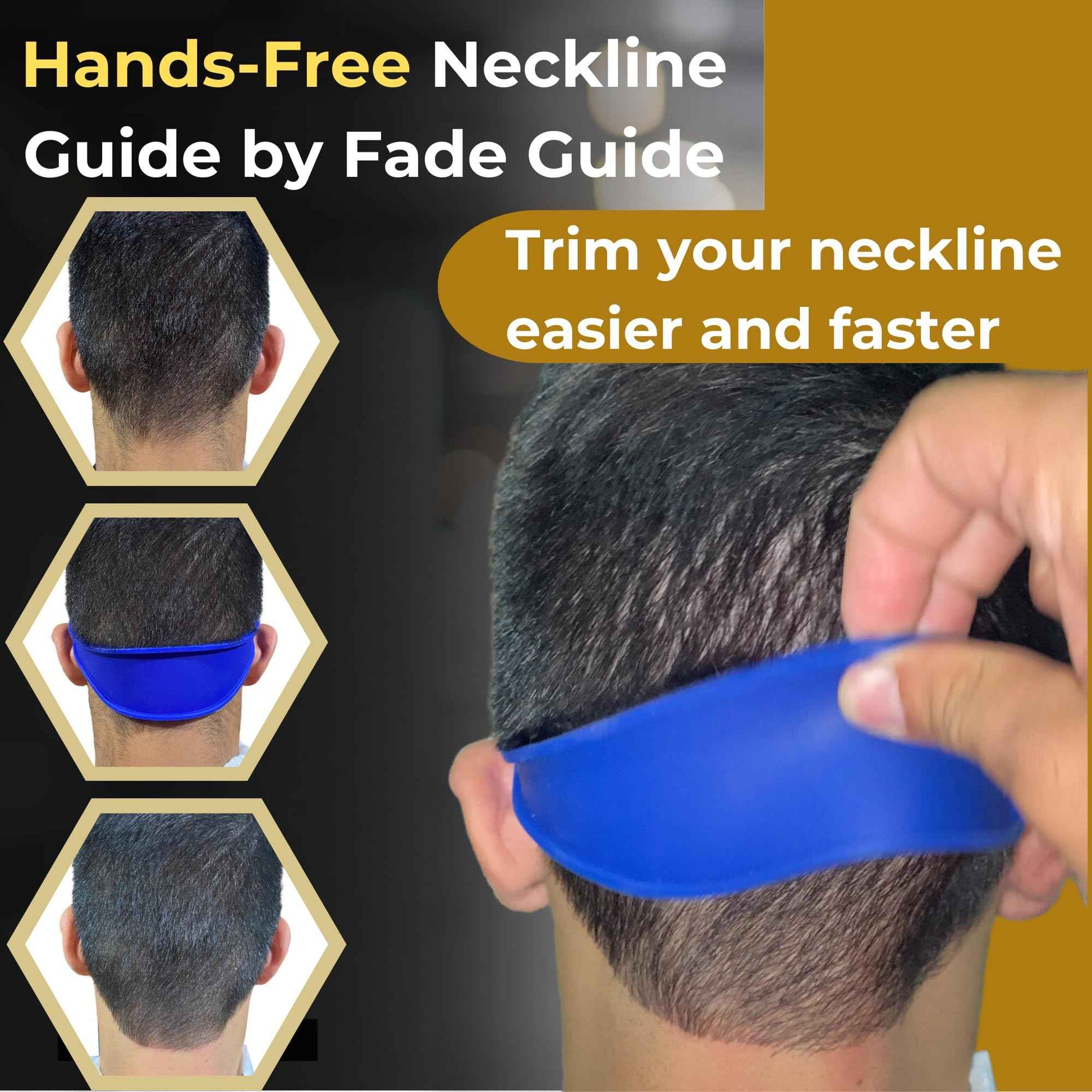 Fade Guide Headband & Neckline Shaving Template | Curved Silicone Hair Cutting Tool for DIY Men’s Haircut | Grooming Kit & Self Haircut Trimming Guide for Clippers