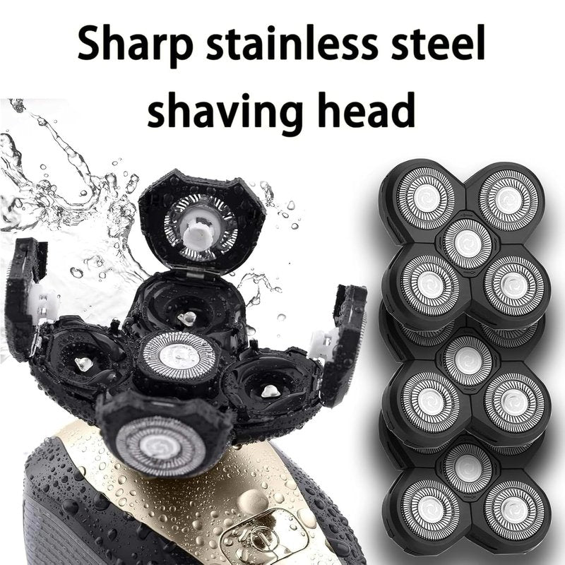 Ruixin 1 Pack Replacement Blades Compatible with Freebird Shaver – 5-Blade Electric Razor Head for Bald Men, Refills Kit with 1 Cleaning Brushes